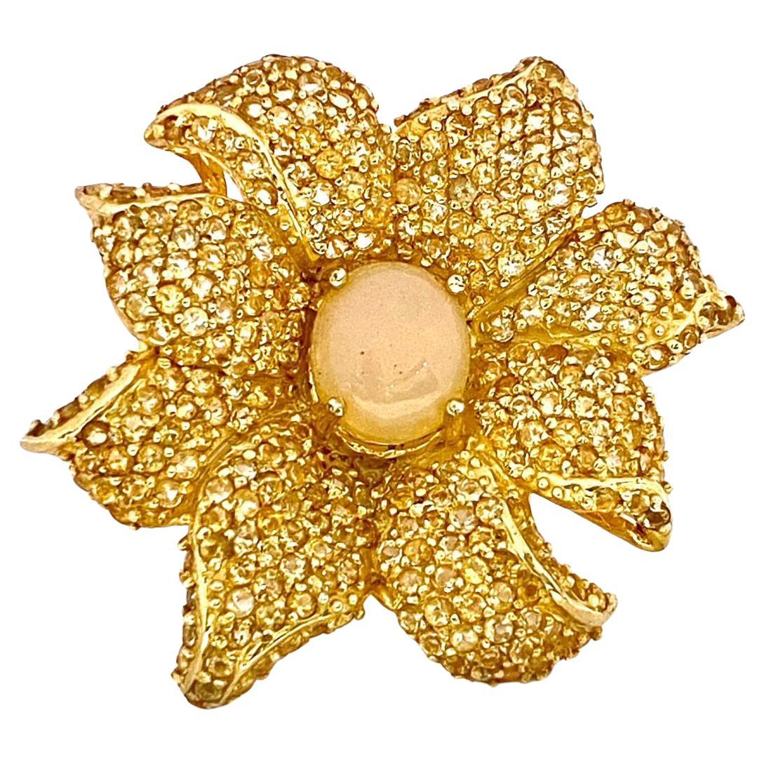 Bochic “Orient” Natural Opal & Citrine Cocktail Ring Set In 18K Gold & Silver