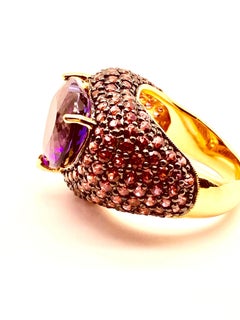 Bochic “Orient” Vintage Pink Sapphire & Amethyst Ring Set Inn 18K Gold & Silver