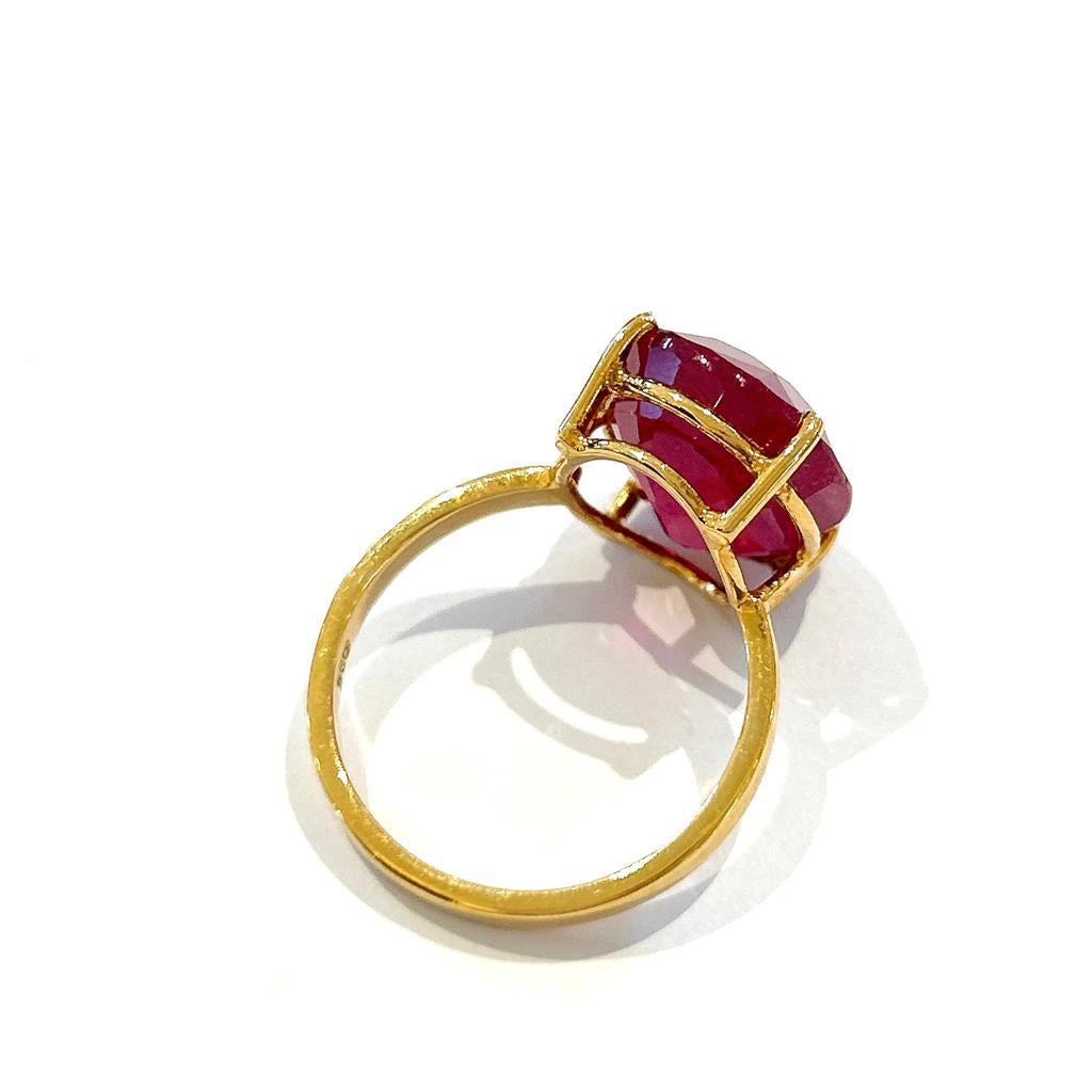 Oval Cut Bochic “Orient” Natural Red Oval Shape Ruby Ring Set In 18 K Gold & Silver  For Sale