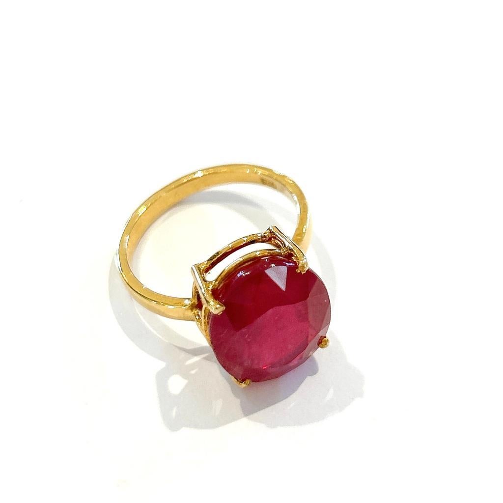Bochic “Orient” Natural Red Oval Shape Ruby Ring Set In 18 K Gold & Silver  In New Condition For Sale In New York, NY