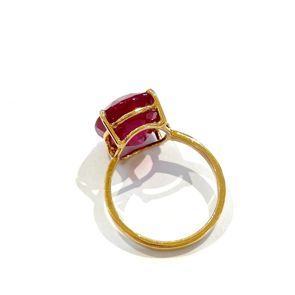 Women's Bochic “Orient” Natural Red Oval Shape Ruby Ring Set In 18 K Gold & Silver  For Sale