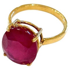 Bochic Orient Natürlicher roter ovaler Rubinring in ovaler Form in 18 K Gold & Silber gefasst