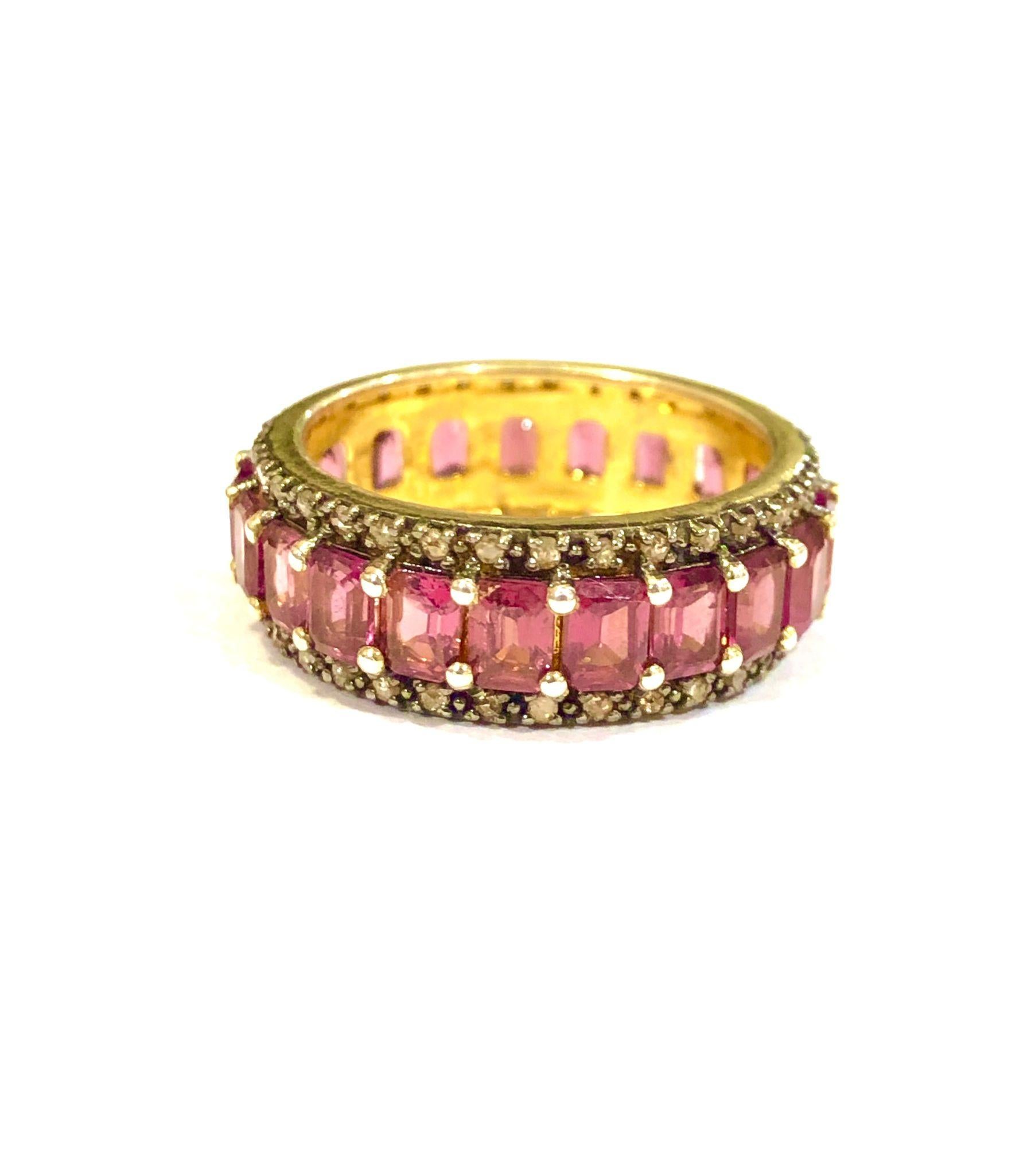 Bochic “Orient” Natural Rose Rhodolite & Diamond Band Set In 18K Gold & Silver im Angebot 3