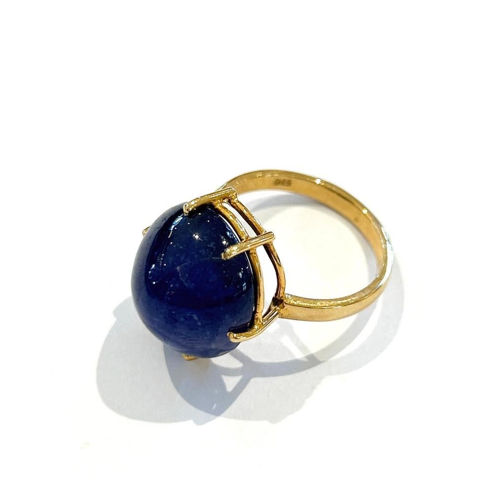 Bochic “Orient” Natural Royal Blue Sapphire Ring Set In 18K Gold & Silver  In New Condition For Sale In New York, NY