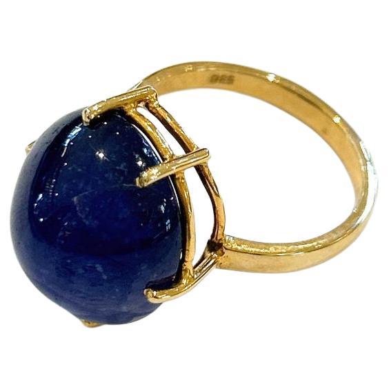 Bochic “Orient” Natural Royal Blue Sapphire Ring Set In 18K Gold & Silver  For Sale