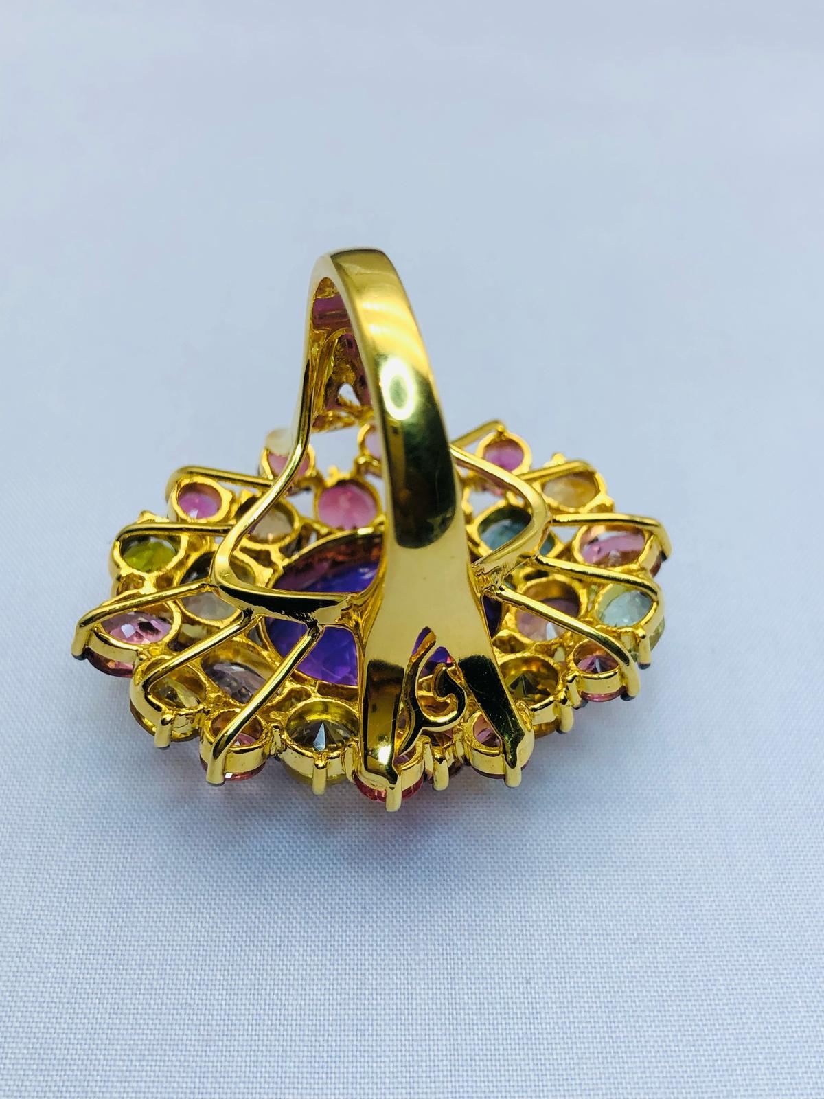 Bochic “Orient” Natural Ruby & Aquamarine Ring Set In 18K Gold & Silver For Sale 2