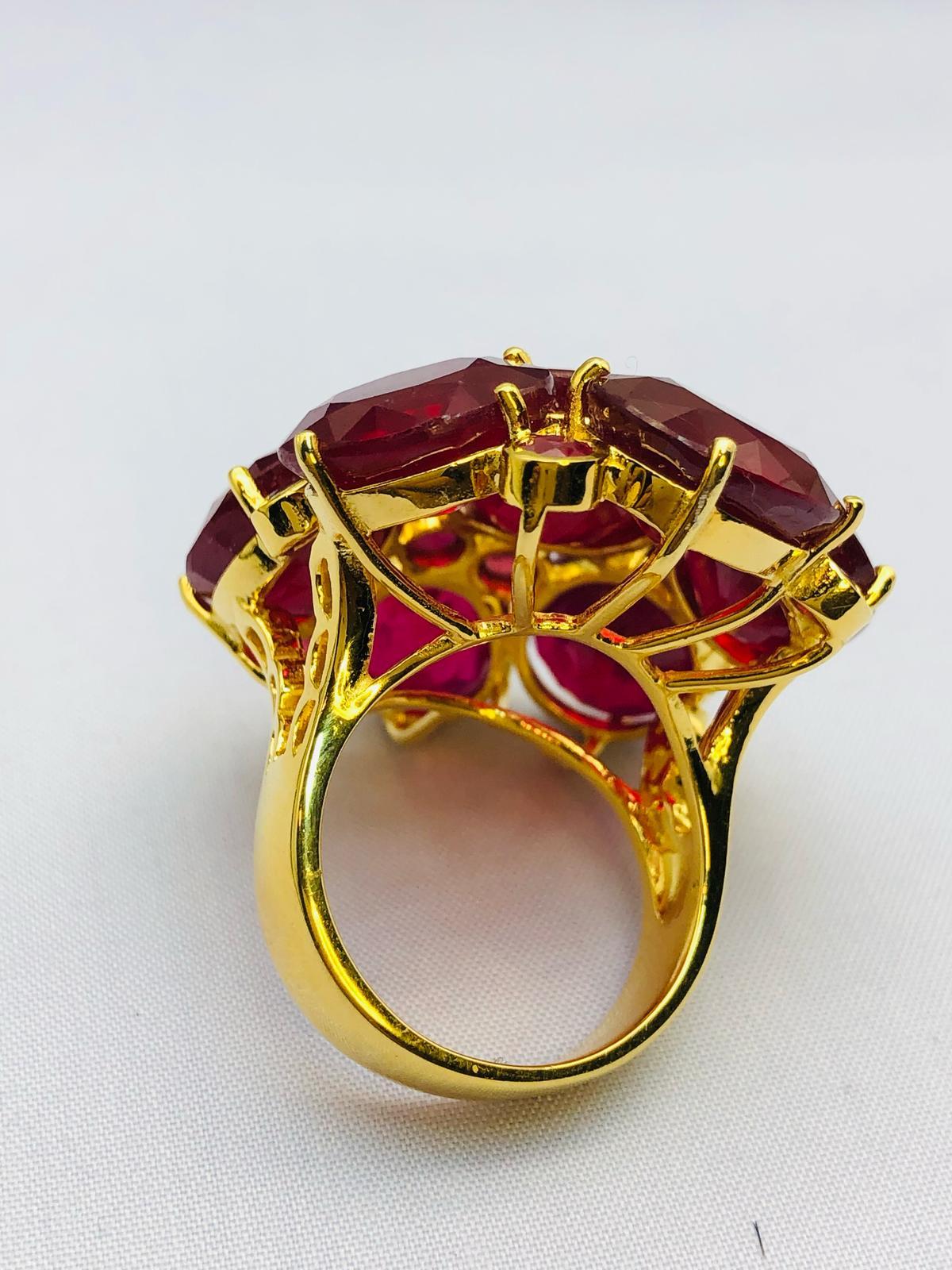 Bochic Orient Natural Ruby Cocktail Ring Set in 18K Gold & Silber mit Certifi für Damen oder Herren im Angebot
