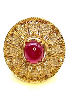 Bague cocktail Bochic Orient en or et argent 18 carats sertie de rubis naturel et de diamants