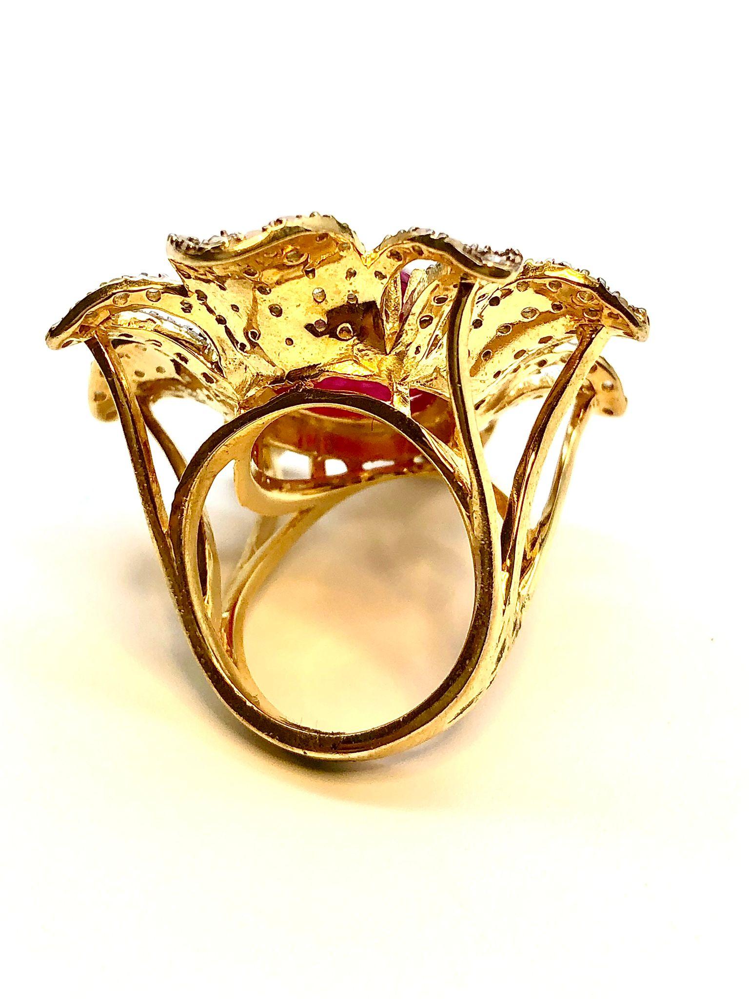 Bochic “Orient” Natural Ruby & Diamond Cocktail Ring Set In 18K Gold & Silver In condizioni Nuovo in vendita a New York, NY