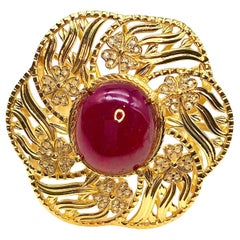 Bochic “Orient” Natural Ruby & Diamond Cocktail Ring Set In 18K Gold & Silver