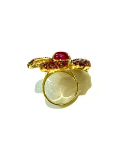 Bochic “Orient” Natural Ruby & Multi Sapphire Cocktail Ring Set 18K Gold&Silver