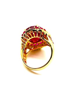 Bochic “Orient” Natural Ruby & Natural Diamond Ring Set In 18 K Gold & Silver