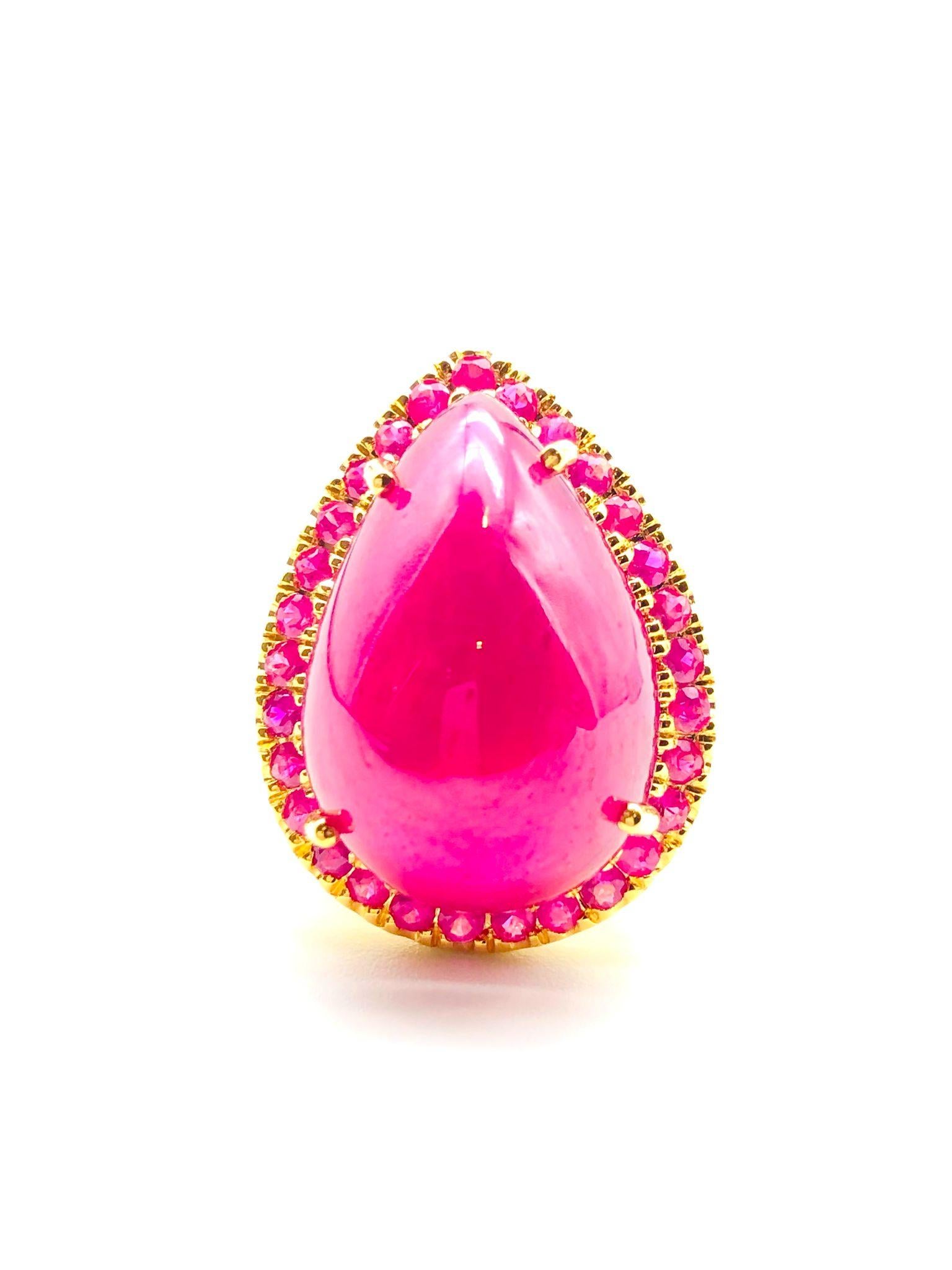 Bochic “Orient” Natural Ruby & Natural Diamond Ring Set In 18K Gold & Silver In New Condition For Sale In New York, NY
