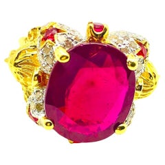 Bochic “Orient” Natural Ruby & Natural Diamond Ring Set In 18K Gold & Silver