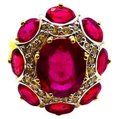 Bochic “Orient” Natural Ruby & Natural Diamond Ring Set In 18K Gold & Silver