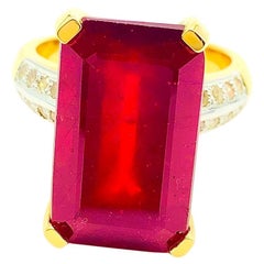 Bochic Orient Ring aus 18 Karat Gold und Silber mit natürlichem Rubin und natürlichem Diamanten