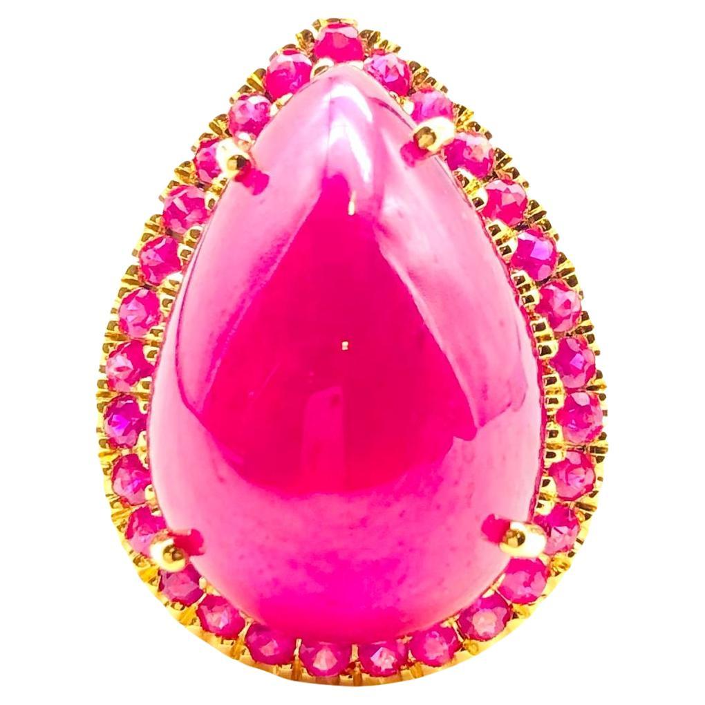 Bochic “Orient” Natural Ruby & Natural Diamond Ring Set In 18K Gold & Silver