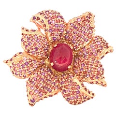 Bochic “Orient” Natural Ruby & Rhodolite Cocktail Ring Set In 18K Gold&Silver