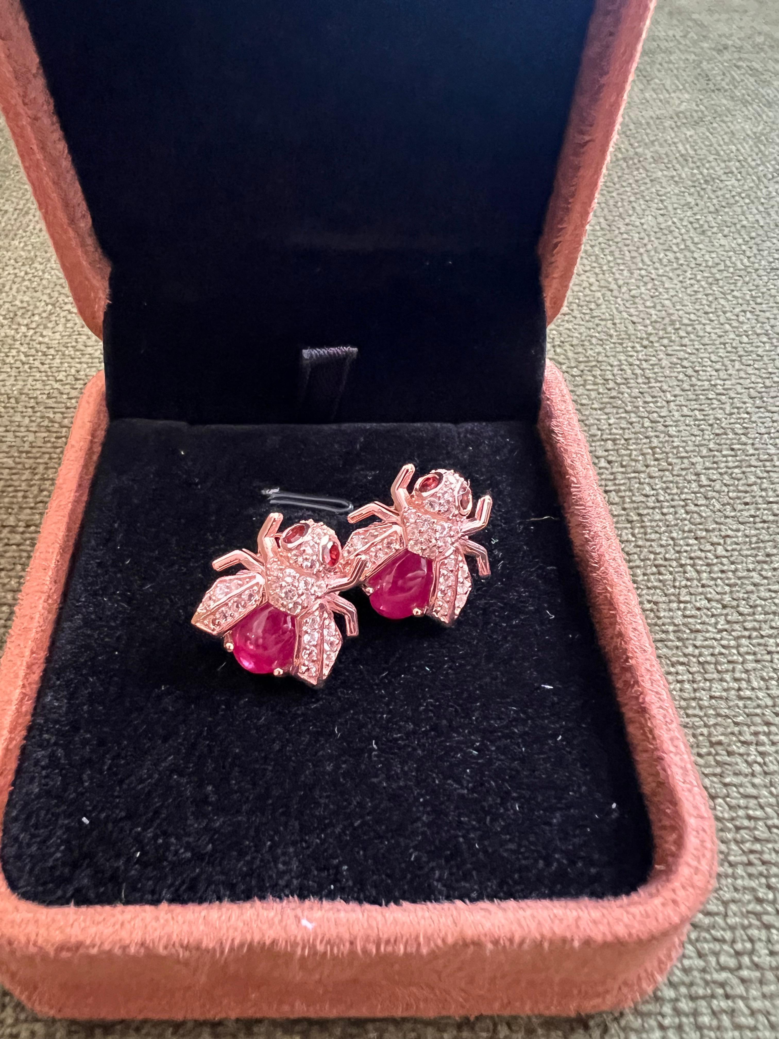 Belle Époque Bochic “Orient” Natural Ruby & Topaz Earrings Set In 18K Yellow Gold & Silver For Sale