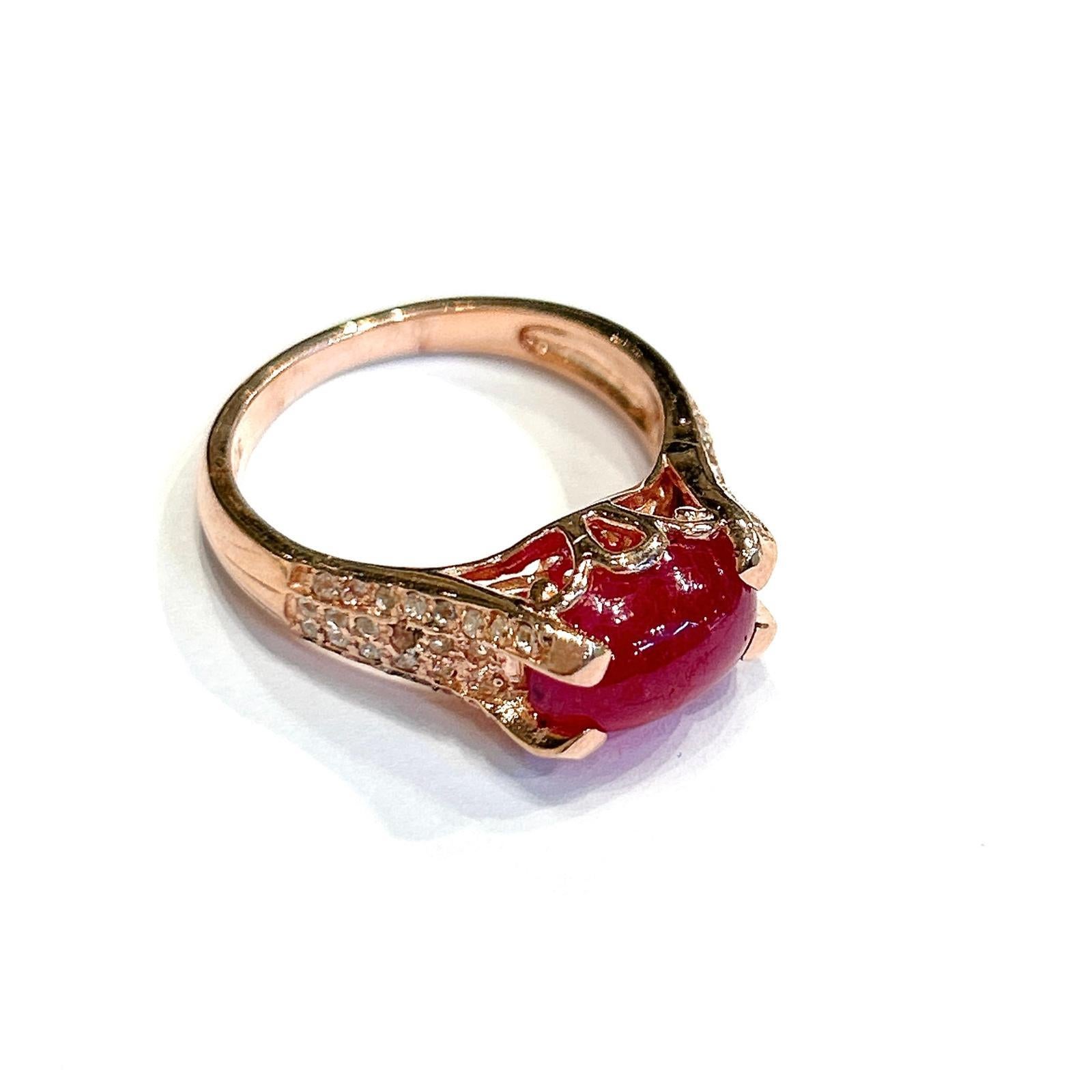 Bague solitaire Bochic Orient en or et argent 18 carats, rubis naturel et topaze 2