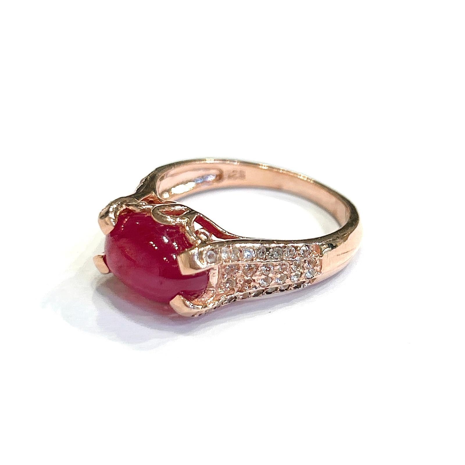 Bague solitaire Bochic Orient en or et argent 18 carats, rubis naturel et topaze 3