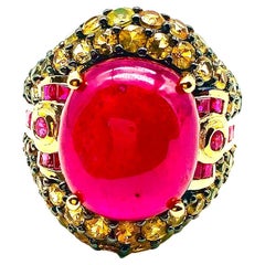 Bochic Orient Ring aus 18 K Gold und Silber mit natürlichem Rubin und gelbem Saphir