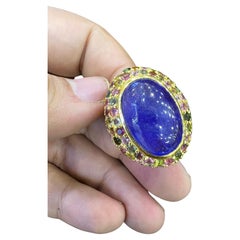 Bochic “Orient” Natural Sapphire & Multi Gem Ring Set 18K Yellow Gold & Silver