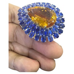 Anello Bochic "Orient" con zaffiro naturale e citrino arancione in oro e argento 18 carati