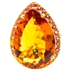Bague Bochic Orient en or et argent 18 carats, saphir naturel et citrine orange