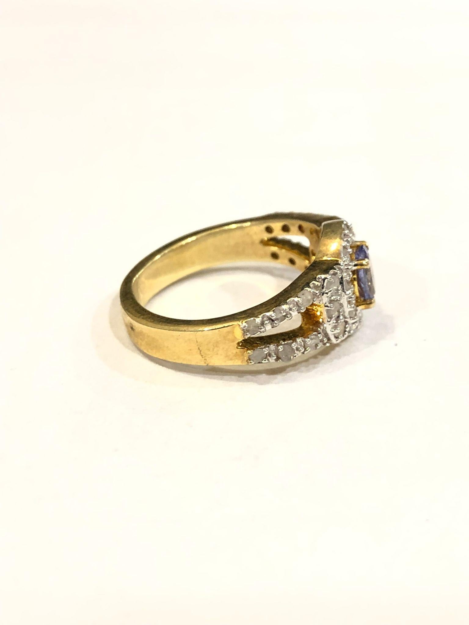 Bochic “Orient” Natural Tanzanite & Diamond Ring Set In 18K Yellow Gold & Silve Neuf - En vente à New York, NY