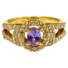 Bochic “Orient” Natural Tanzanite & Diamond Ring Set In 18K Yellow Gold & Silve