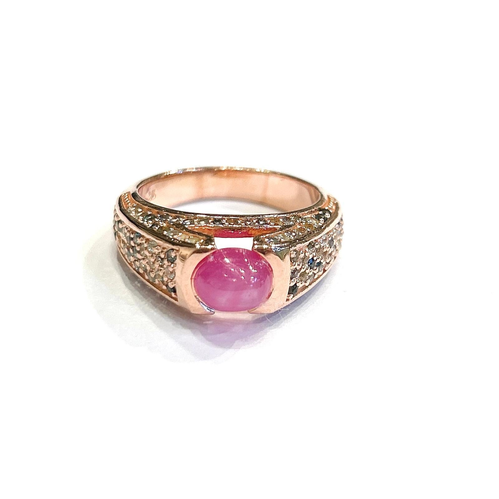 Bochic “Orient” Natural Tourmaline & Topaz Solitaire Ring Set 18K Gold & Silver

Natural Red Tourmaline Cabochon - 1.50 Carat 
Natural Round Brilliant Topaz   
2.00 Carat 

This Ring is from the 