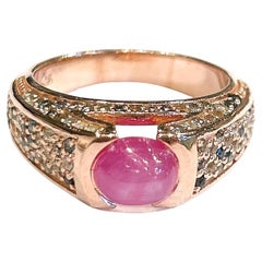 Bochic “Orient” Natural Tourmaline & Topaz Solitaire Ring Set 18K Gold & Silver
