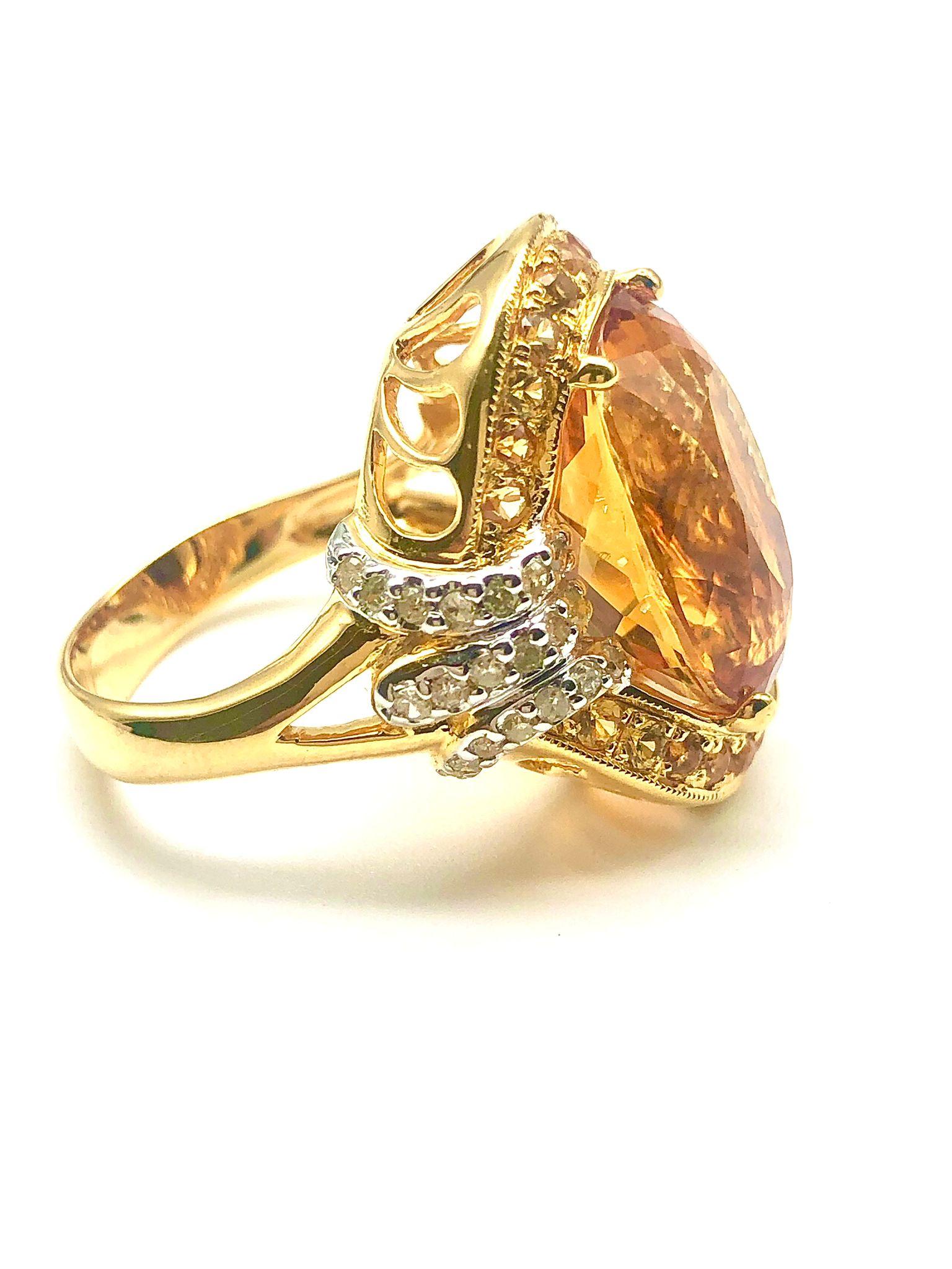 Bochic “Orient” Natural Yellow Sapphire, Citrine & Diamonds Set 18K Gold & Silve For Sale 2