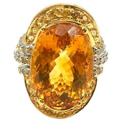 Bochic "Orient" Zaffiro giallo naturale, citrino e diamanti incastonati in oro e seta 18 carati