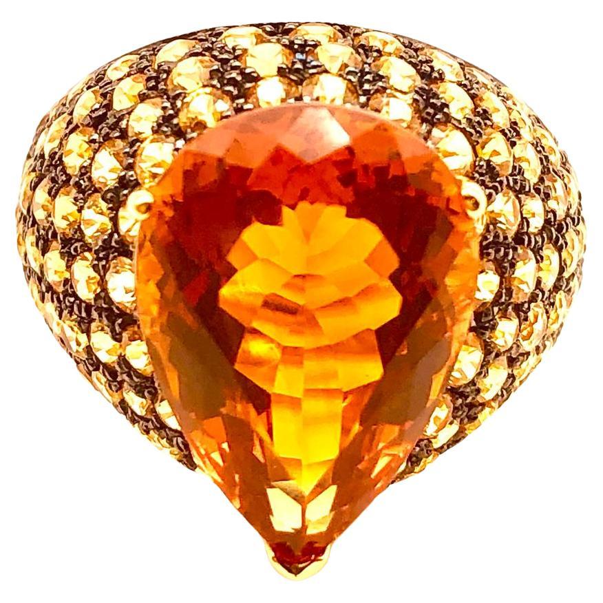 Bochic “Orient” Natural Yellow Sapphire & Citrine Ring Set In 18K Gold & Silver