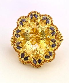 Bochic “Orient” Vintage Yellow Sapphire, Citrine & Sapphire Set 18K Gold & Silve