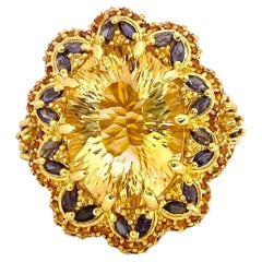 Bochic “Orient” Natural Yellow Sapphire, Citrine & Sapphire Set 18K Gold & Silve