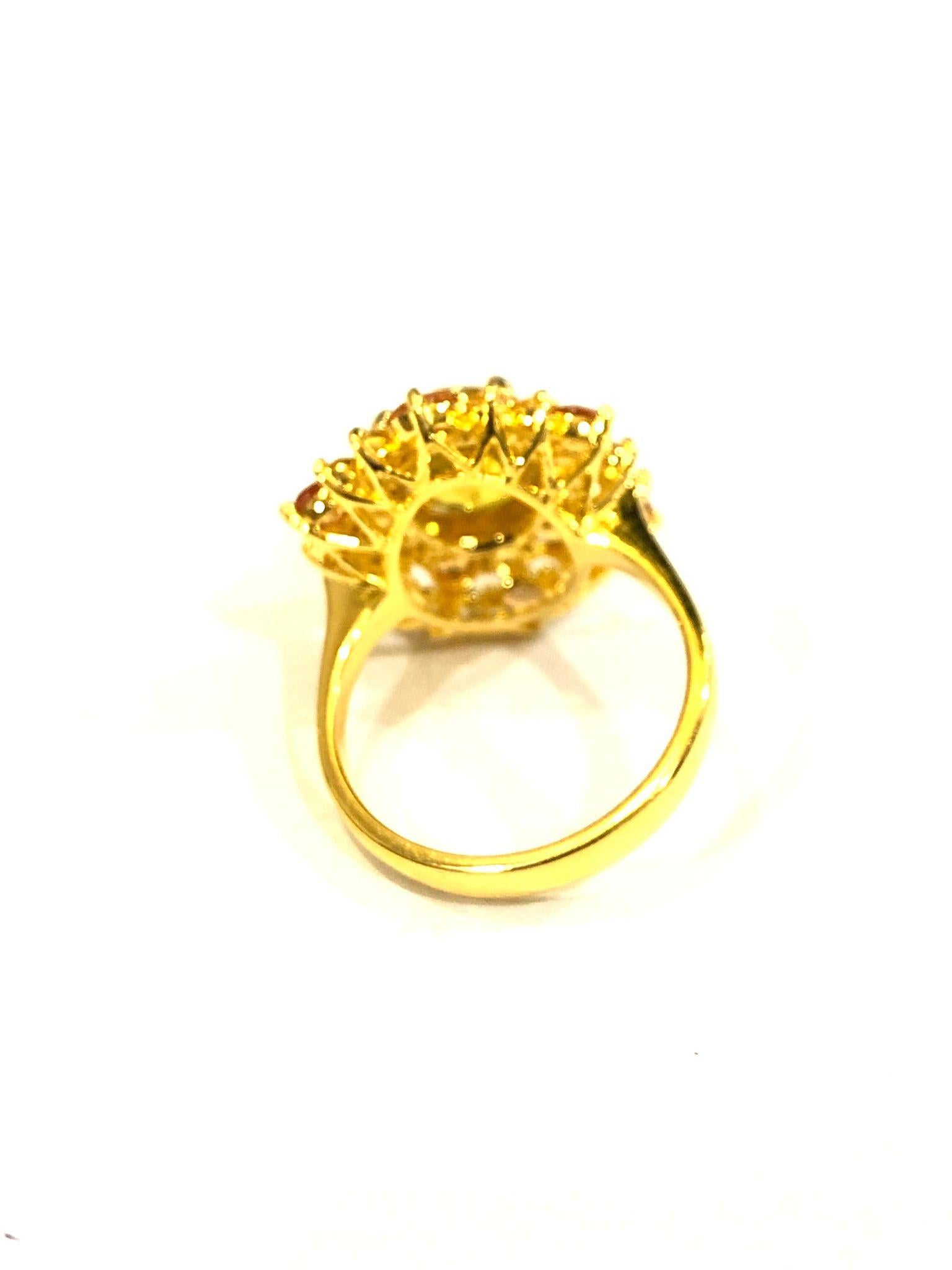 Bochic “Orient” Natural Yellow Sapphire Cluster Ring Set In 18K Gold & Silver Neuf - En vente à New York, NY