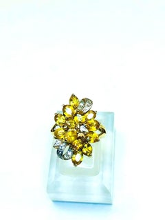Bochic “Orient” Vintage Yellow Sapphire & Diamond Ring Set In 18K Gold & Silver