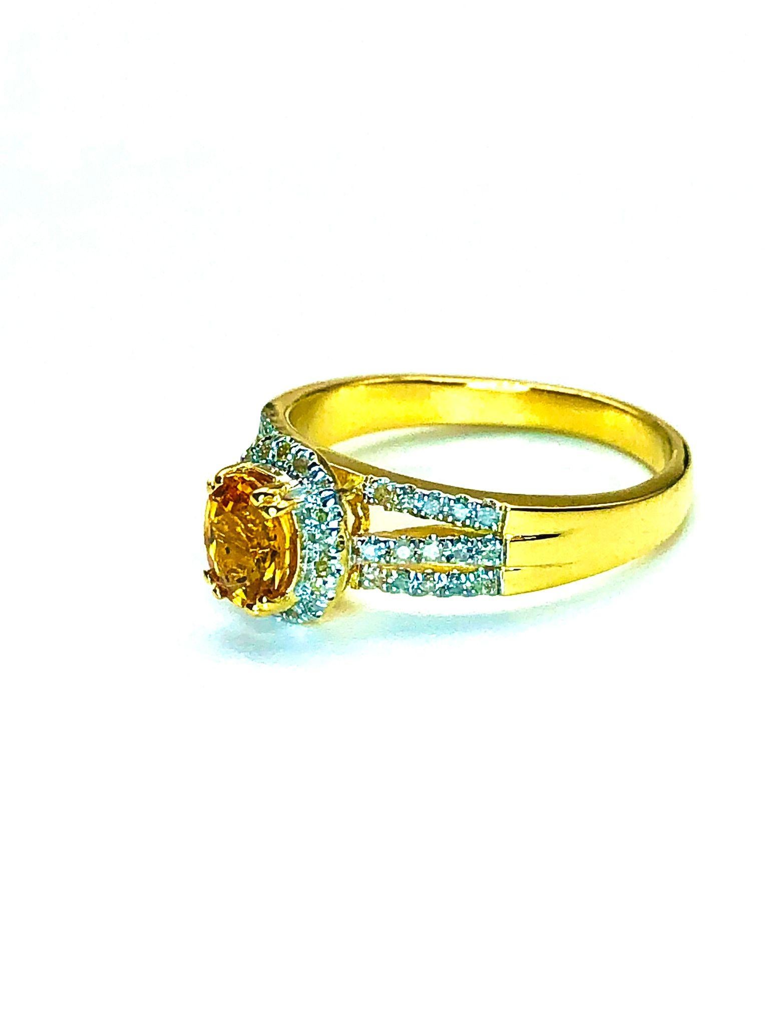 Bague Bochic Orient en or et argent 18 carats, saphir jaune naturel et diamants en vente 1