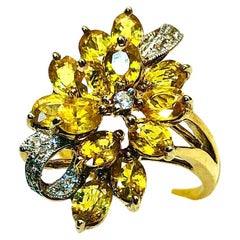 Bochic “Orient” Natural Yellow Sapphire & Diamond Ring Set In 18K Gold & Silver