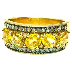 Bochic “Orient” Natural Yellow Sapphire & Diamond Ring Set In 18K Gold & Silver