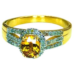 Bochic “Orient” Natural Yellow Sapphire & Diamond Ring Set In 18K Gold & Silver