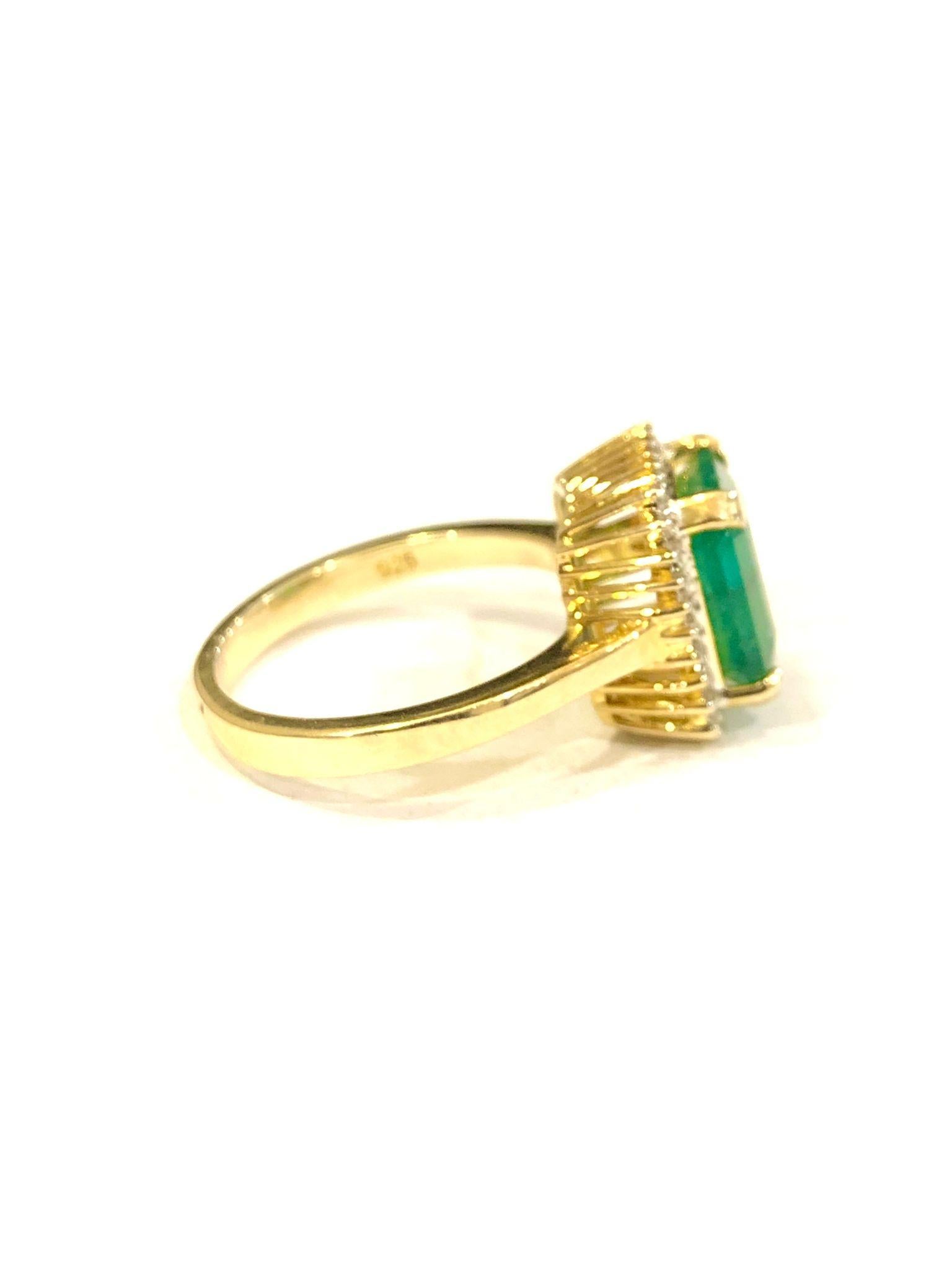 Bochic “Orient” Natural Zambian Emerald & Diamond Ring Set In 18K Gold & Silver in vendita 1