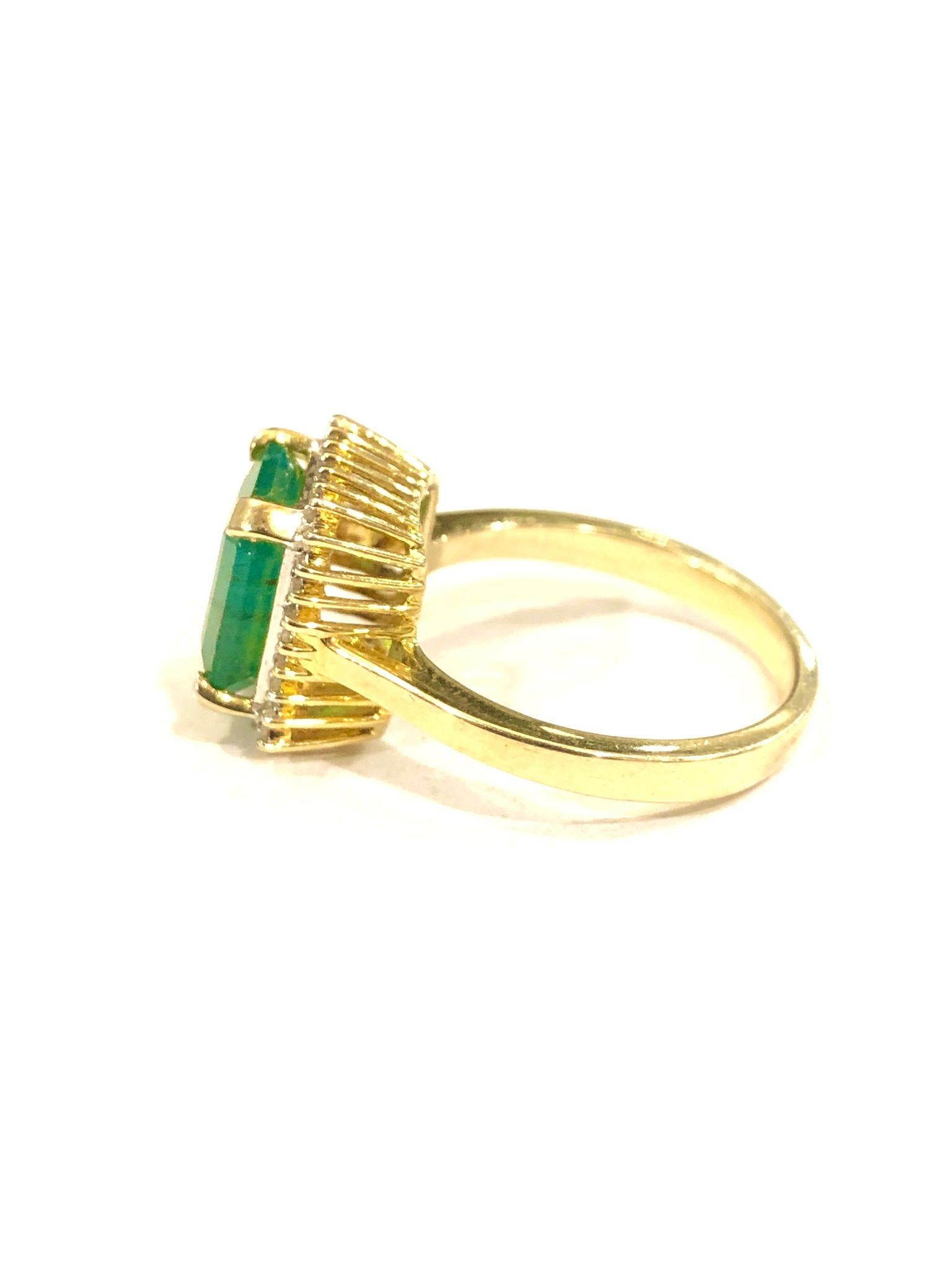 Bochic “Orient” Natural Zambian Emerald & Diamond Ring Set In 18K Gold & Silver in vendita 2