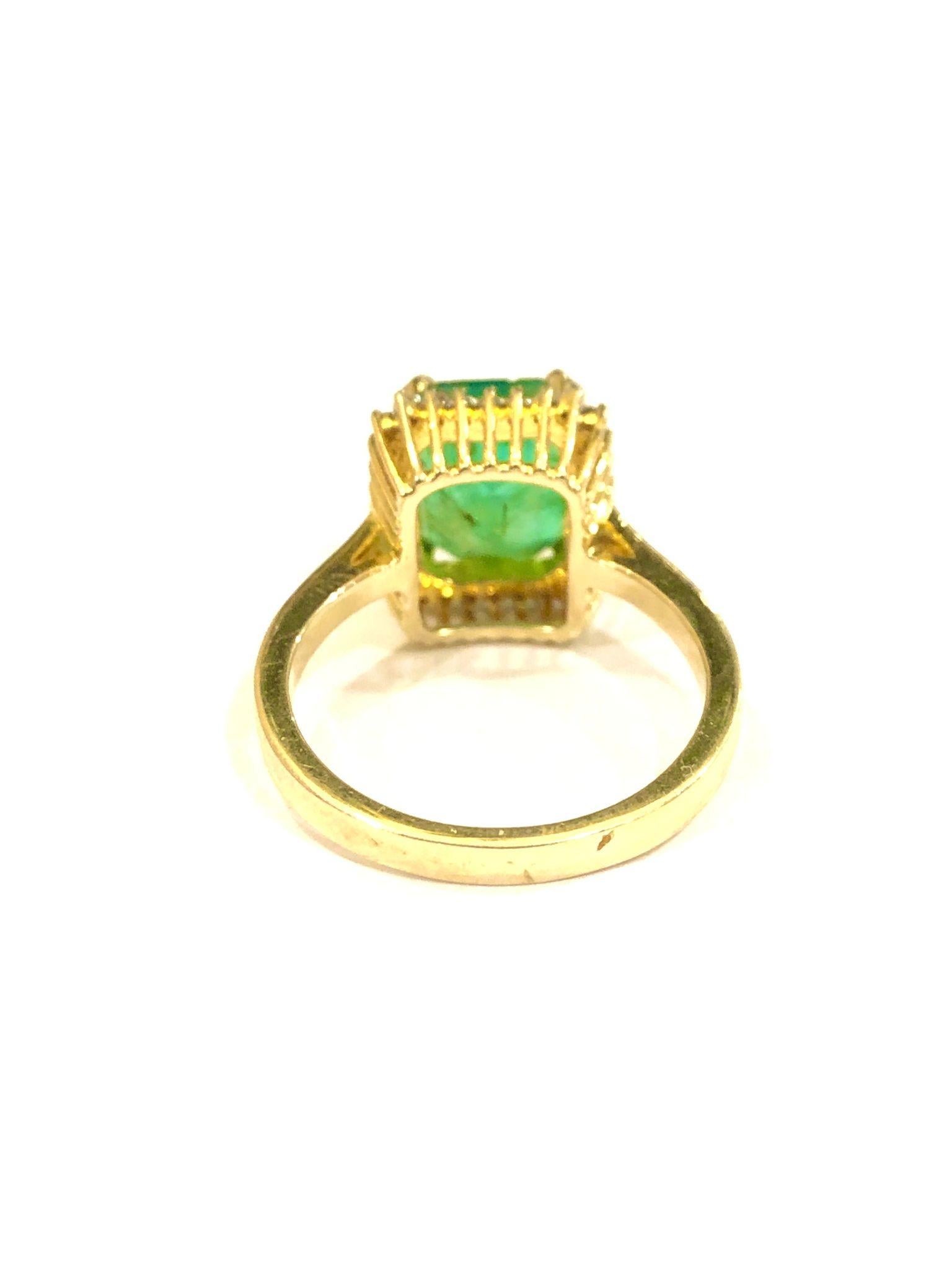 Bochic “Orient” Natural Zambian Emerald & Diamond Ring Set In 18K Gold & Silver in vendita 3
