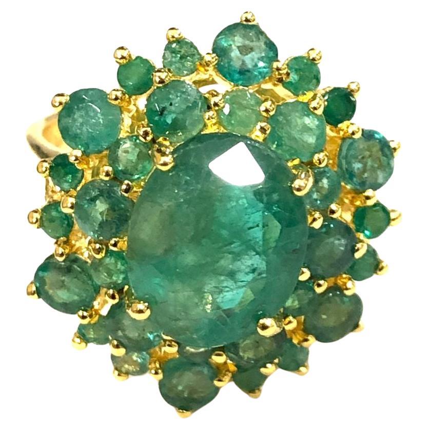Bochic “Orient” Natural Zambian Emerald Ring Set In 18K Yellow Gold & Silver
