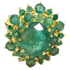 Bochic “Orient” Natural Zambian Emerald Ring Set In 18K Yellow Gold & Silver