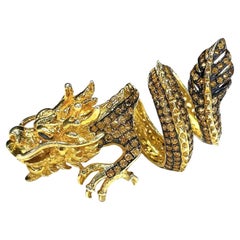 Bochic “Orient” Neoclassical Dragon Yellow Sapphire Ring Set 18K Gold & Silver